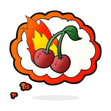 Thought Bubble Cartoon Flaming Cherries Stock Images