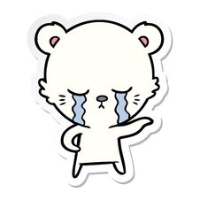 Sticker Of A Crying Cartoon Polarbear Stock Photography