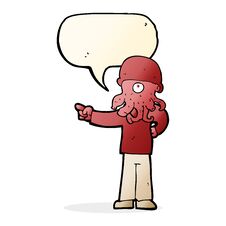 Cartoon Alien Monster Man With Speech Bubble Stock Image