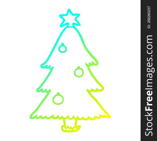 Cold Gradient Line Drawing Christmas Tree