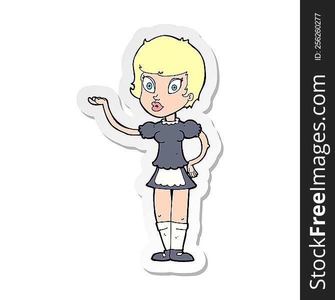 Sticker Of A Cartoon Waitress