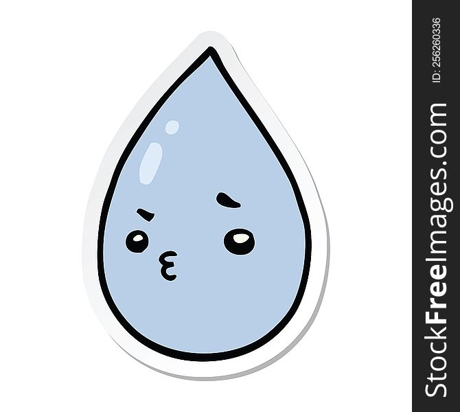 sticker of a cartoon cute raindrop