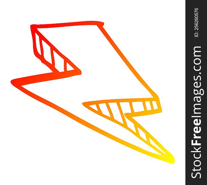 warm gradient line drawing of a cartoon lightening bolt