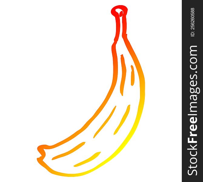 warm gradient line drawing of a cartoon banana