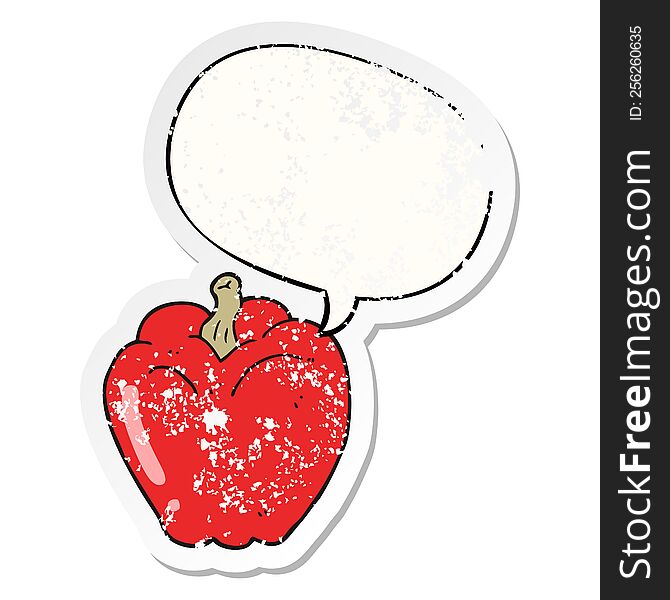 Cartoon Pepper And Speech Bubble Distressed Sticker
