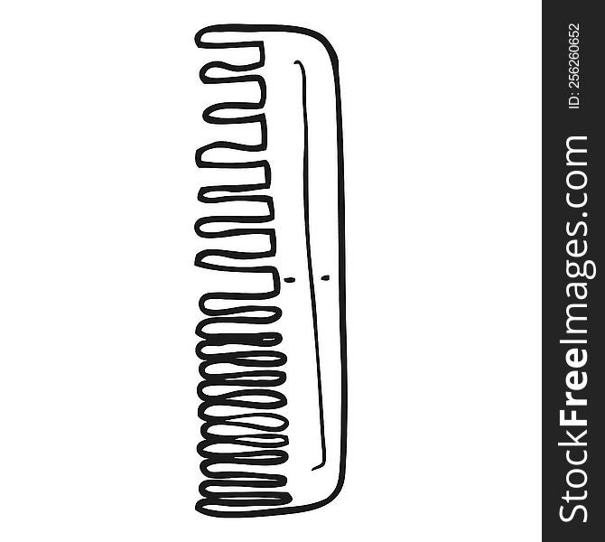 freehand drawn black and white cartoon comb