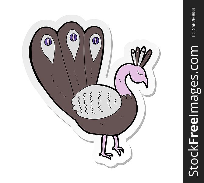 sticker of a cartoon peacock