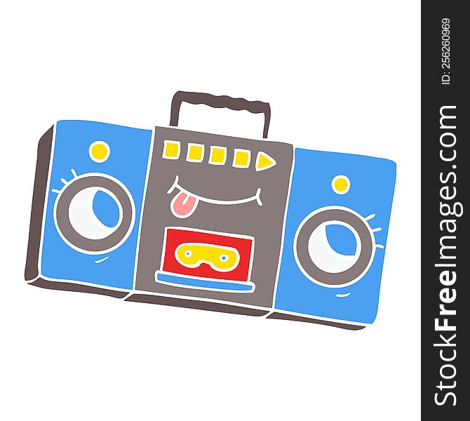 Flat Color Style Cartoon Retro Cassette Tape Player