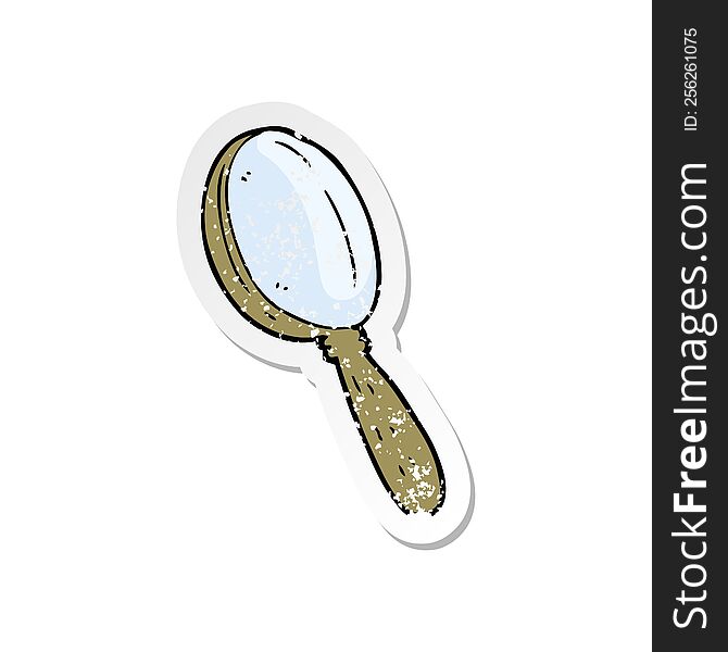 Retro Distressed Sticker Of A Cartoon Magnifying Glass