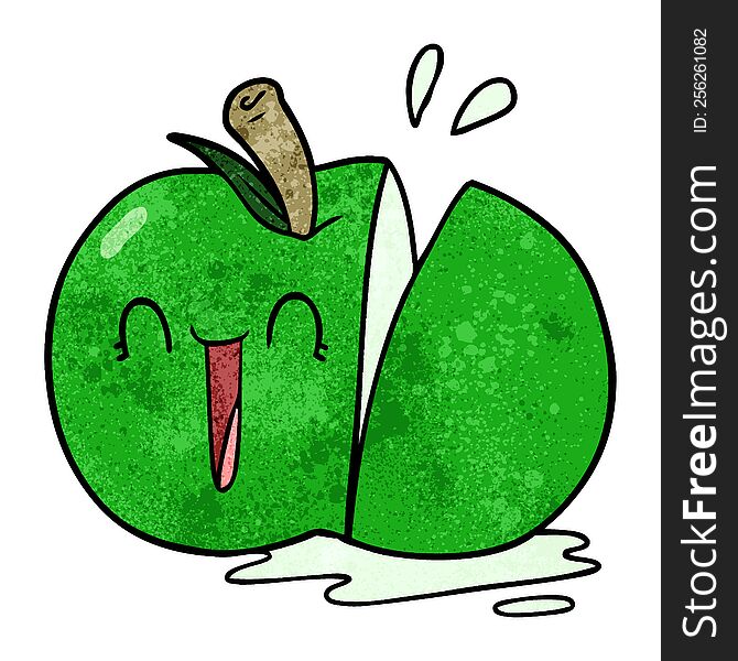 happy cartoon sliced apple. happy cartoon sliced apple
