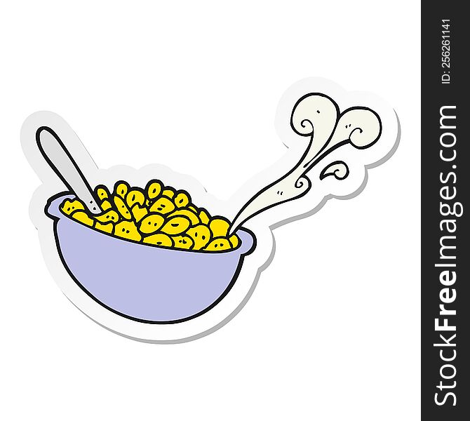 sticker of a cartoon bowl of cereal
