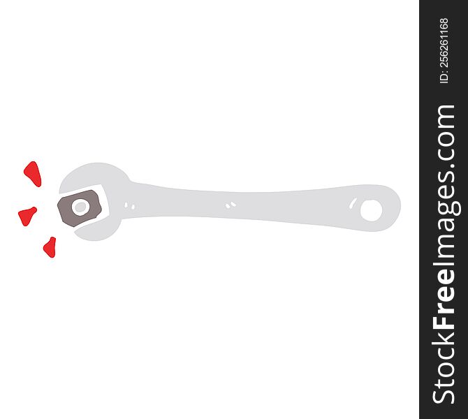 Flat Color Style Cartoon Spanner Turning Nut