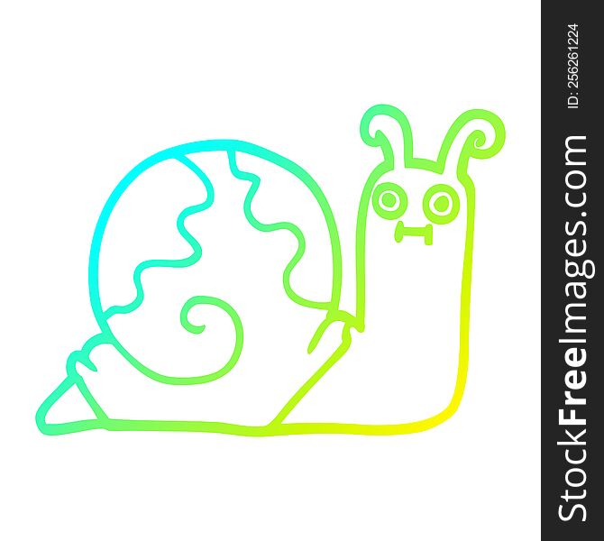 Cold Gradient Line Drawing Cartoon Snail