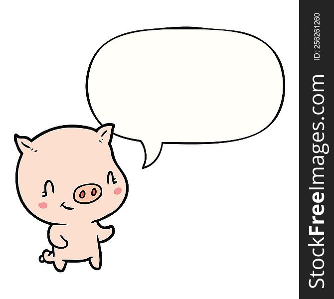 Cute Cartoon Pig And Speech Bubble