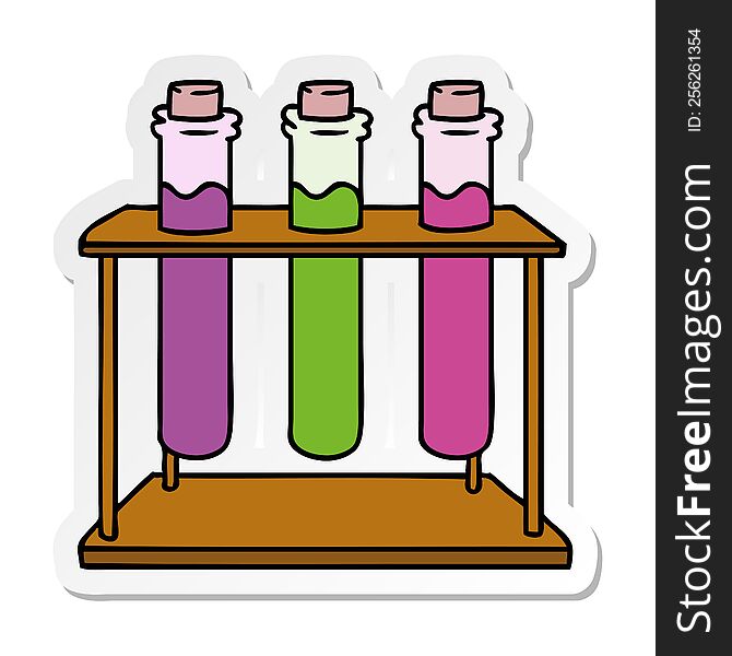 Sticker Cartoon Doodle Of A Science Test Tube