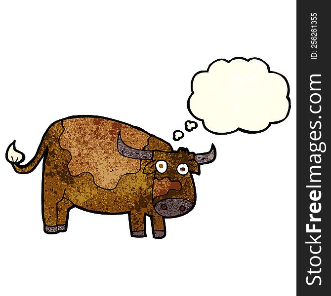 cartoon cow with thought bubble
