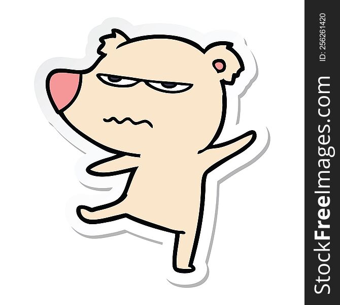 Sticker Of A Annoyed Bear Cartoon Pointing