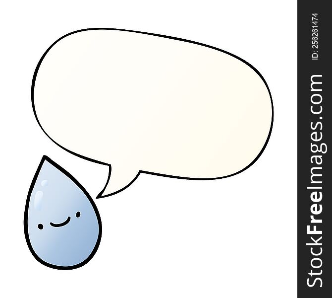 cartoon raindrop with speech bubble in smooth gradient style