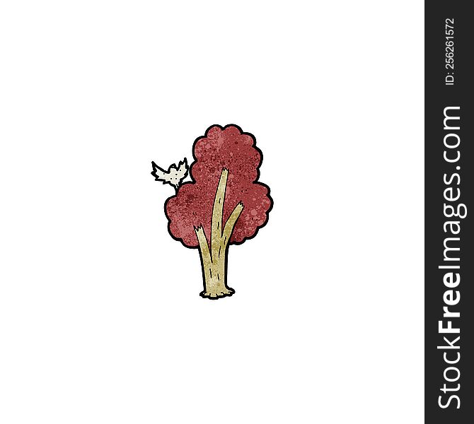 cartoon tree with red leaves