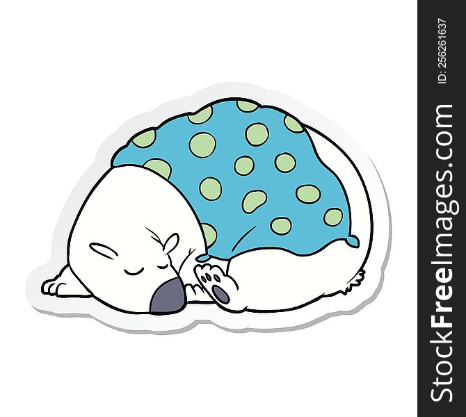 Sticker Of A Cartoon Polar Bear Sleeping