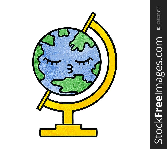 Retro Grunge Texture Cartoon Globe Of The World