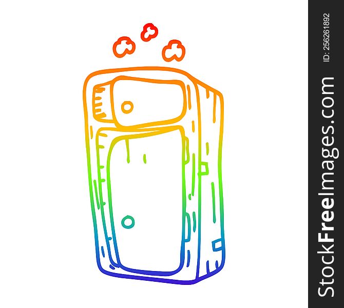 rainbow gradient line drawing of a cartoon dusy cabinet