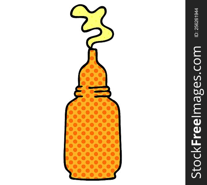 comic book style quirky cartoon mustard bottle. comic book style quirky cartoon mustard bottle