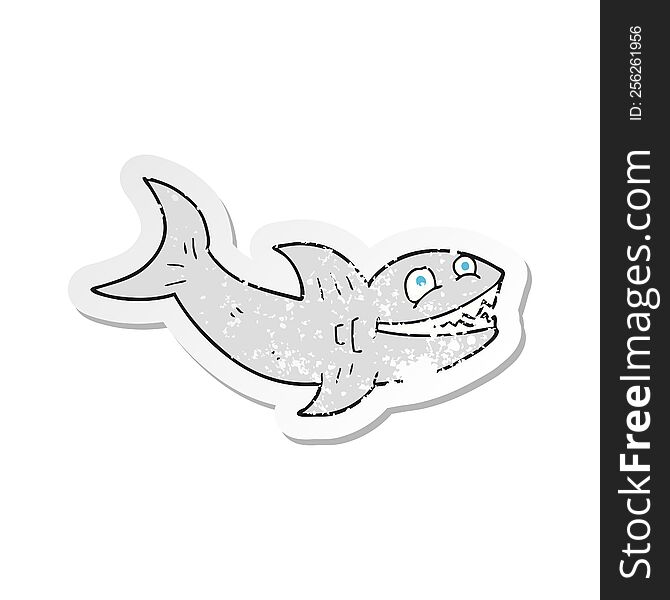 retro distressed sticker of a cartoon shark