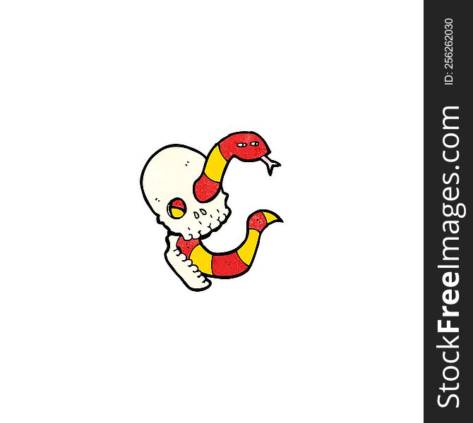 cartoon spooky skull with snake