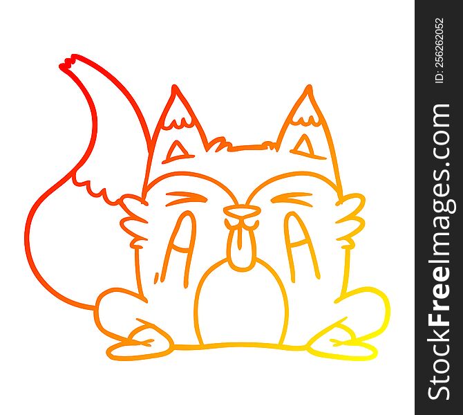 Warm Gradient Line Drawing Funny Cartoon Fox
