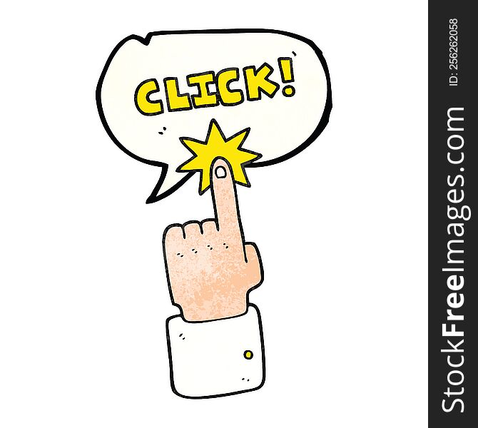 Speech Bubble Textured Cartoon Click Sign With Finger