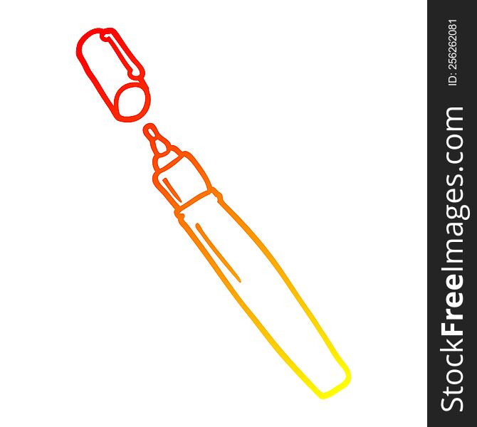 warm gradient line drawing of a cartoon permanent marker