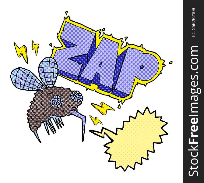freehand drawn comic book speech bubble cartoon fly zapped