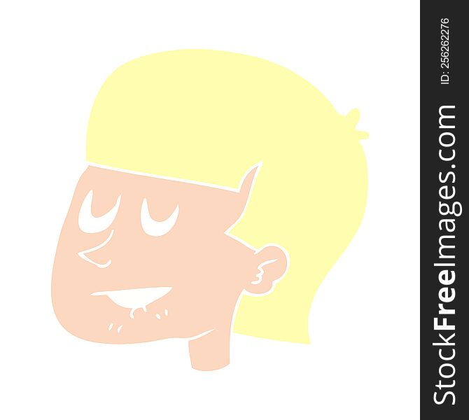 Flat Color Illustration Of A Cartoon Man Biting Lip