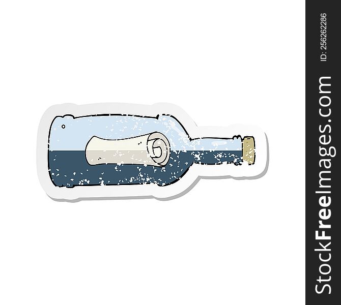 retro distressed sticker of a message in a bottle cartoon