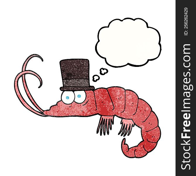 freehand drawn thought bubble textured cartoon shrimp