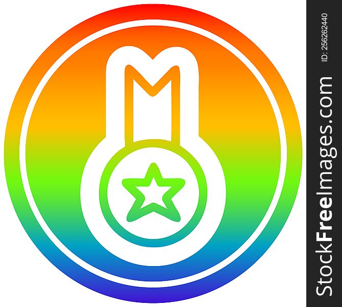 medal award icon with rainbow gradient finish. medal award icon with rainbow gradient finish