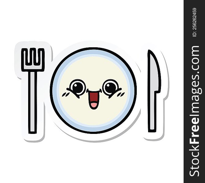 sticker of a cute cartoon dinner plate