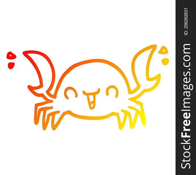 Warm Gradient Line Drawing Cartoon Crab