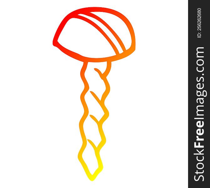 warm gradient line drawing of a cartoon old brass screw