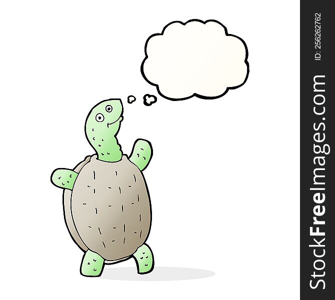 Cartoon Happy Turtle With Thought Bubble