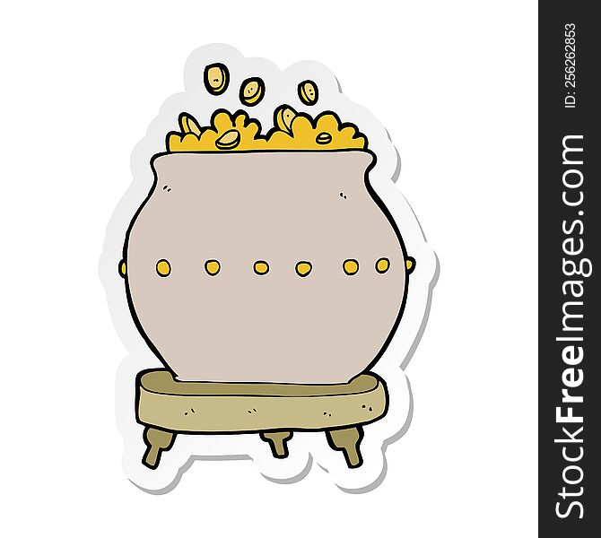 sticker of a cartoon pot of gold