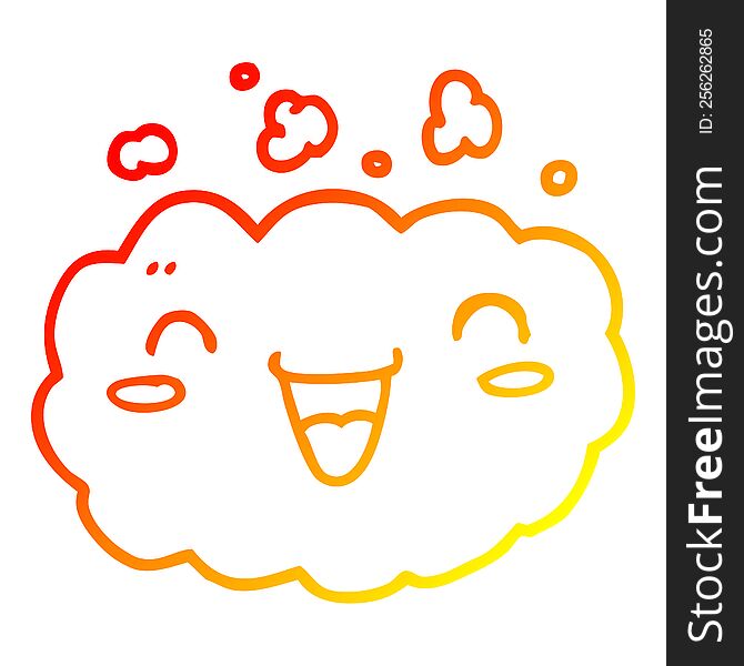 Warm Gradient Line Drawing Happy Cartoon Cloud