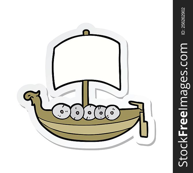 sticker of a cartoon viking boat