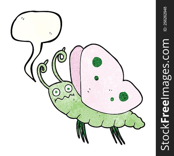 Speech Bubble Textured Cartoon Funny Butterfly