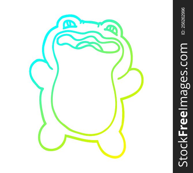 cold gradient line drawing cartoon frog