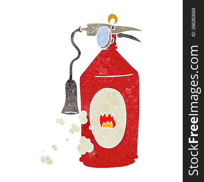freehand retro cartoon fire extinguisher