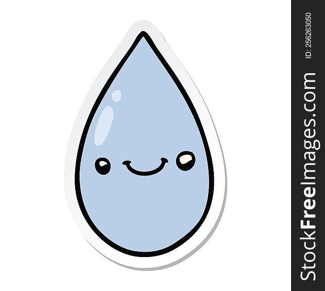 sticker of a cartoon cute raindrop
