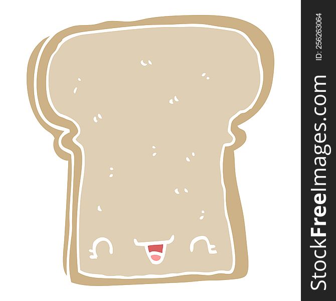 cute flat color style cartoon slice of bread