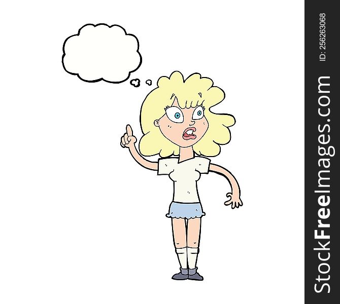 Cartoon Woman Making Point With Thought Bubble